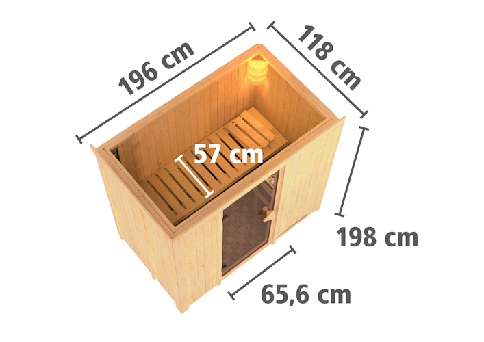 Karibu Sauna Variado mit Fronteinstieg 68 mm