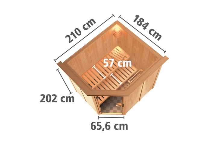 Karibu Sauna Siirin mit Eckeinstieg 68 mm