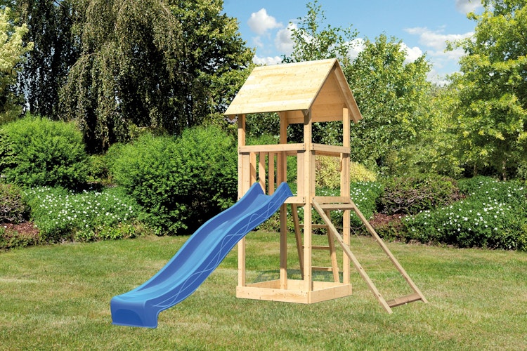 Akubi Kinderspielturm Lotti inkl. Netzrampe und Rutsche