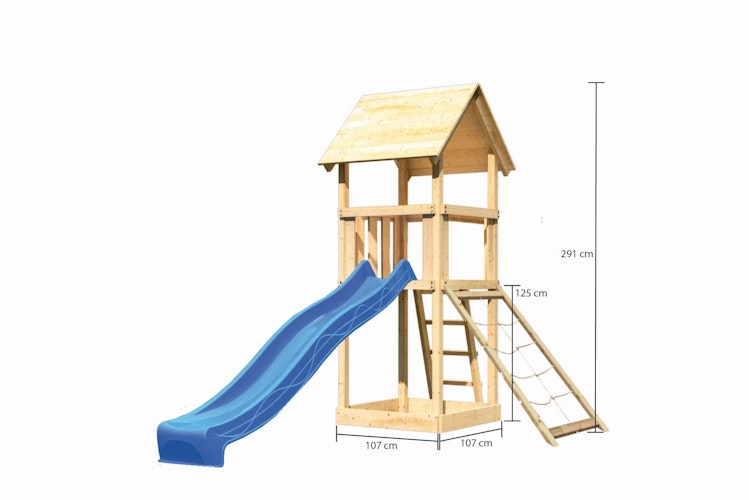 Akubi Kinderspielturm Lotti inkl. Netzrampe und Rutsche