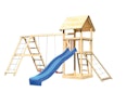 Vorschaubild Akubi Kinderspielturm Lotti mit Satteldach inkl. Wellenrutsche, Doppelschaukelanbau, Klettergerüst und Netzrampe
