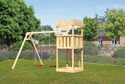 Akubi Kinderspielturm Ritterburg Löwenherz mit Doppelschaukelanbau