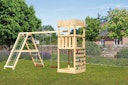 Vorschaubild Akubi Kinderspielturm Ritterburg Löwenherz inkl. Doppelschaukelanbau, Klettergerüst und Kletterwand