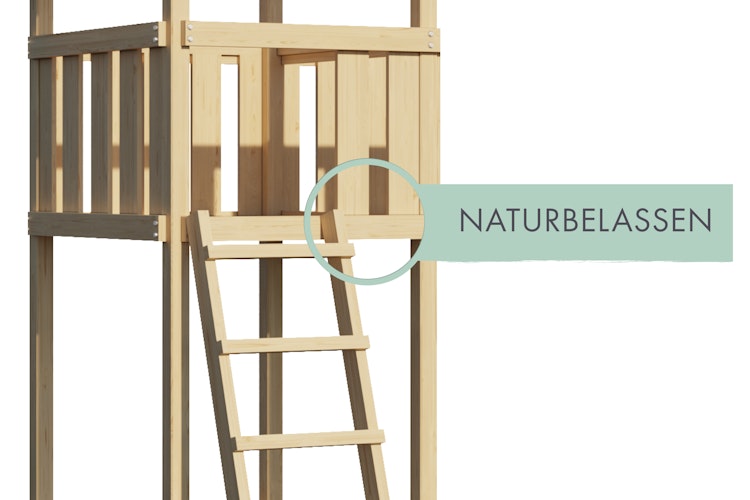 Akubi Kinderspielturm Ritterburg Löwenherz inkl. Wellenrutsche, Doppelschaukelanbau und Kletterwand