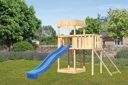 Akubi Kinderspielturm Ritterburg Löwenherz inkl. Wellenrutsche, Anbauplattform und Netzrampe