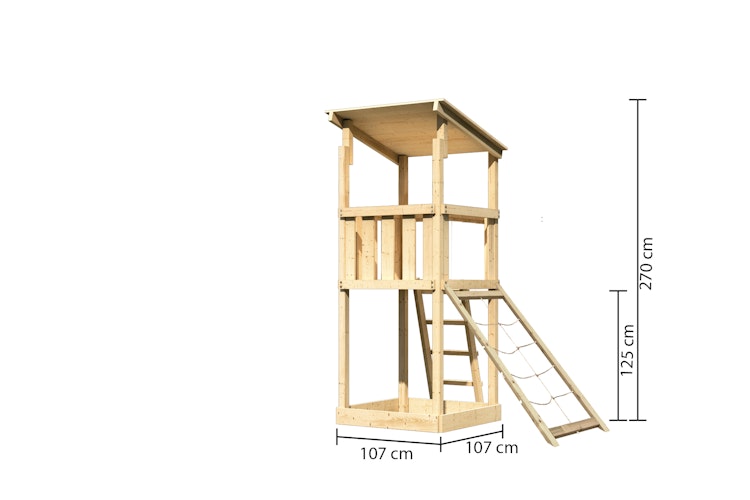 Akubi Kinderspielturm Anna mit Pultdach inkl. Netzrampe