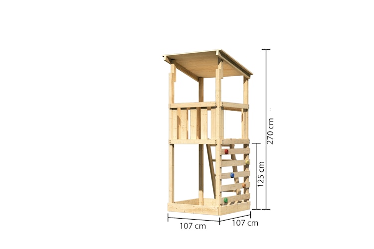 Akubi Kinderspielturm Anna mit Pultdach inkl. Kletterwand ECO