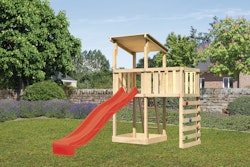 Akubi Kinderspielturm Anna mit Pultdach inkl. Anbauplattform, Wellenrutsche und Kletterwand