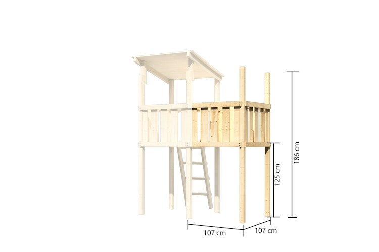 Akubi Kinderspielturm Anna mit Pultdach inkl. Kletterwand, Wellenrutsche, Anbauplattform, Doppelschaukel und Klettergerüst