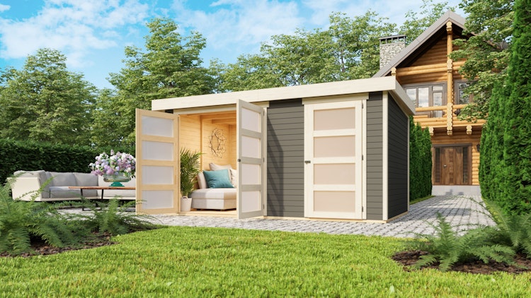 Karibu Woodfeeling Gartenhaus Mühlentrup 2 Zweiraumhaus - 19 mm