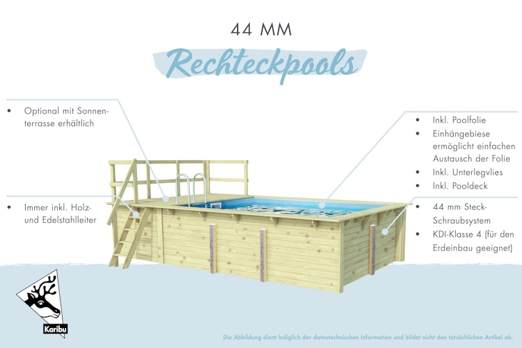 Karibu Rechteck Pool Gr. 1 - 350 x 320 cm - kesseldruckimprägniert