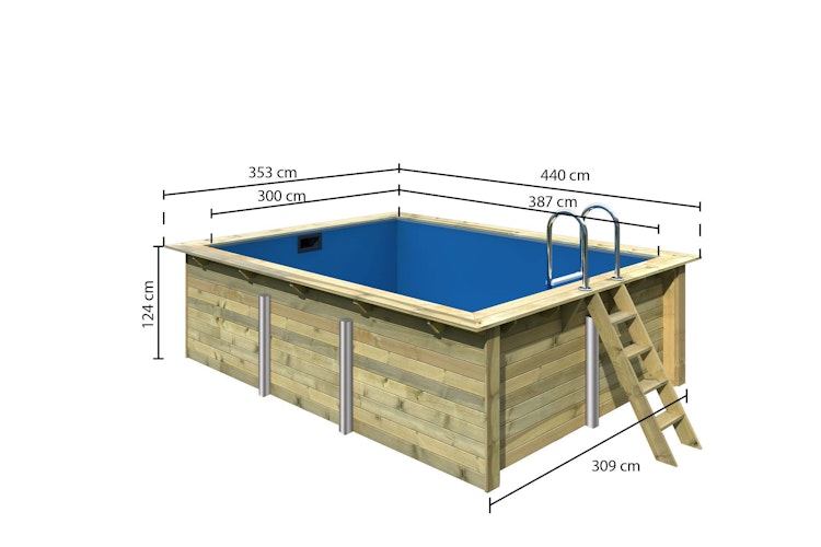 Karibu Rechteck Pool Gr. 2 - 350 x 440 cm - kesseldruckimprägniert