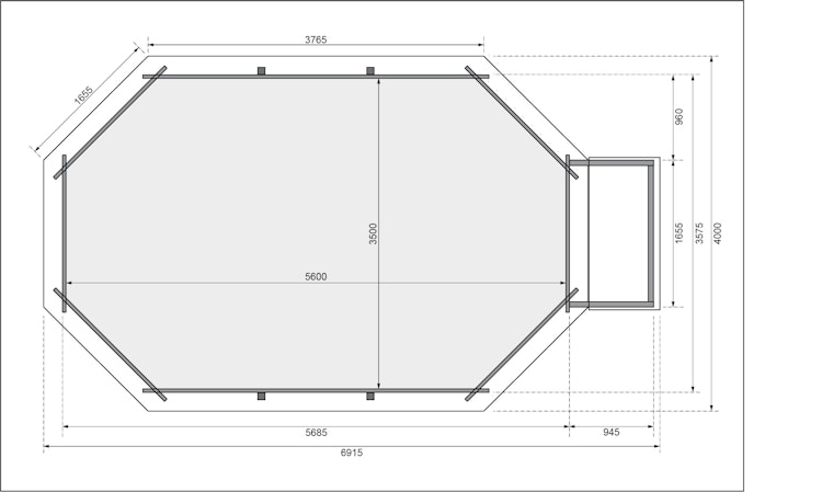 Karibu Pool Modell 4 Classic A/B/C/D 610 x 400 cm - kesseldruckimprägniert