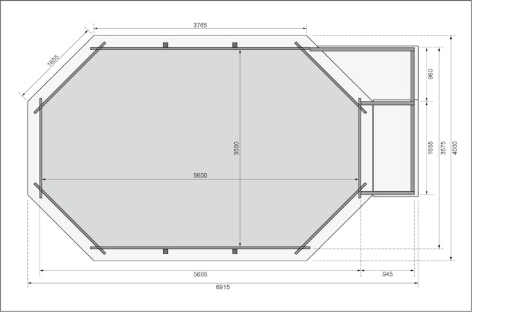 Karibu Pool Modell 4 Classic A/B/C/D 610 x 400 cm - kesseldruckimprägniert
