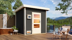 Karibu Gartensauna Pultdach Saunahaus Norge terragrau