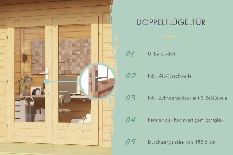 Karibu Premium Gartenhaus Radeburg 4 - 40 mm (Homeoffice-Gartenhaus)