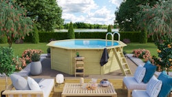 Karibu Pool Modell X1 400 x 400 cm - kesseldruckimprägniert mit Metallecke