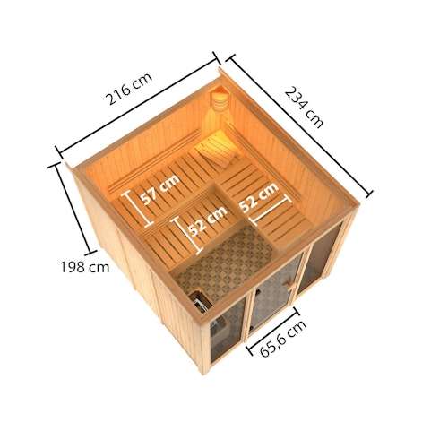 Karibu Sauna Askja Superior mit Fronteinstieg 68 mm