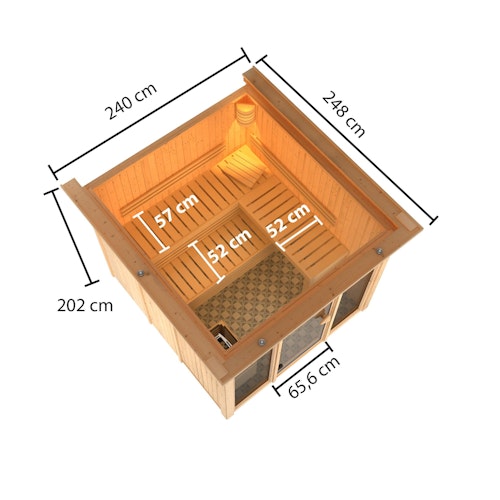 Karibu Sauna Askja Superior mit Fronteinstieg 68 mm