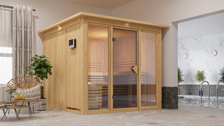 Karibu Sauna Askja Superior mit Fronteinstieg 68 mm