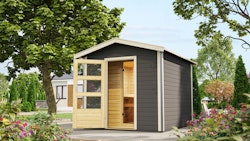 Karibu Bosse 1 - 38 mm Gartensauna mit Vorraum und Satteldach