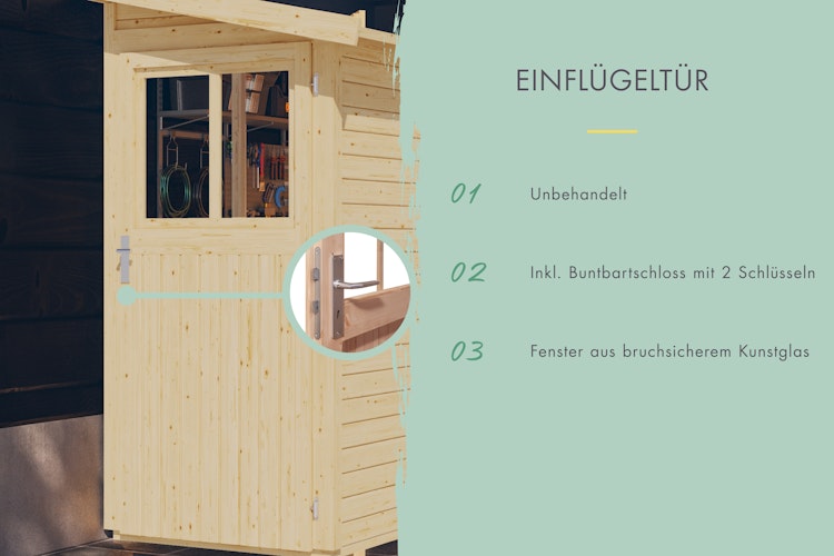 Karibu Anlehn-Gartenhaus Gerätehaus Görlitz - 19 mm
