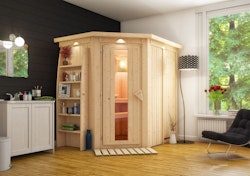 Karibu Energiespar-Sauna Caspin mit Eckeinstieg 68 mm