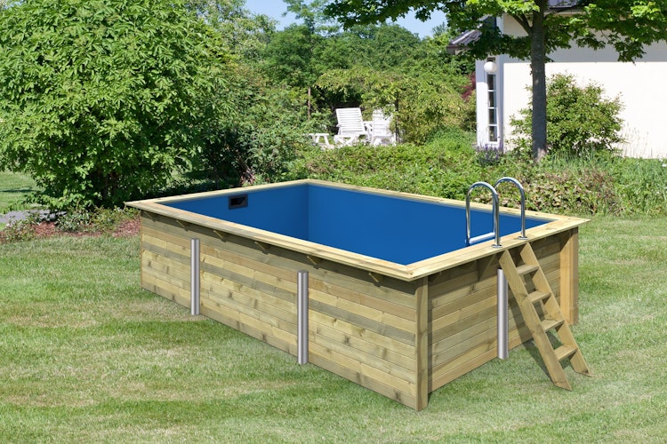 Karibu Rechteck Pool Gr. 3 - 350 x 530 cm - kesseldruckimprägniert Sparset mit Filteranlage 