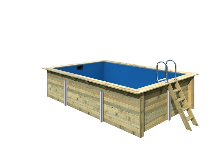 Karibu Rechteck Pool Gr. 3 - 350 x 530 cm - kesseldruckimprägniert Sparset mit Filteranlage 