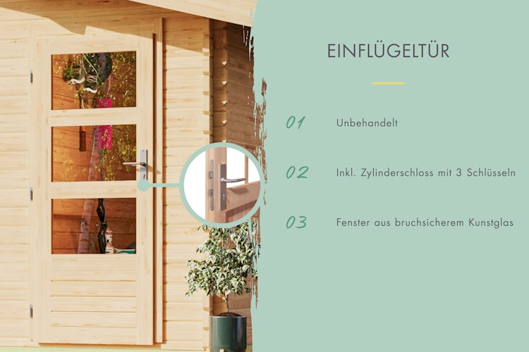 Karibu Woodfeeling Blockbohlenhaus Mittelwandhaus Lagor 1/2- 38 mm