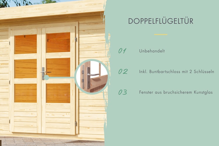 Karibu Woodfeeling Blockbohlenhaus Mittelwandhaus Lagor 1/2- 38 mm