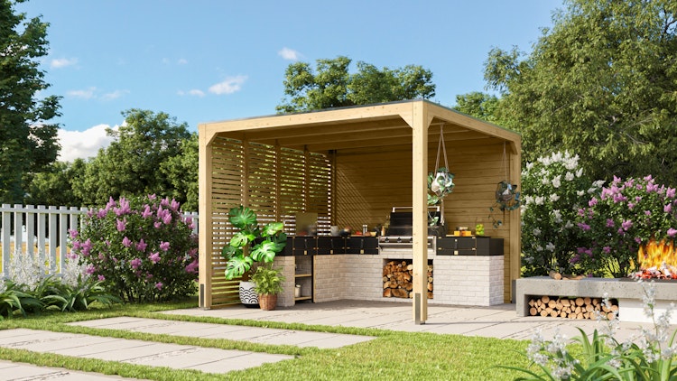 Karibu Pavillon Cubus mit Flachdach