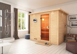 Karibu Sauna Sonara - Massivholzsauna mit Fronteinstieg 38 mm