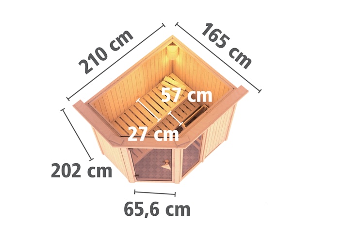 Karibu Sauna Fiona 1 mit Eckeinstieg 68 mm