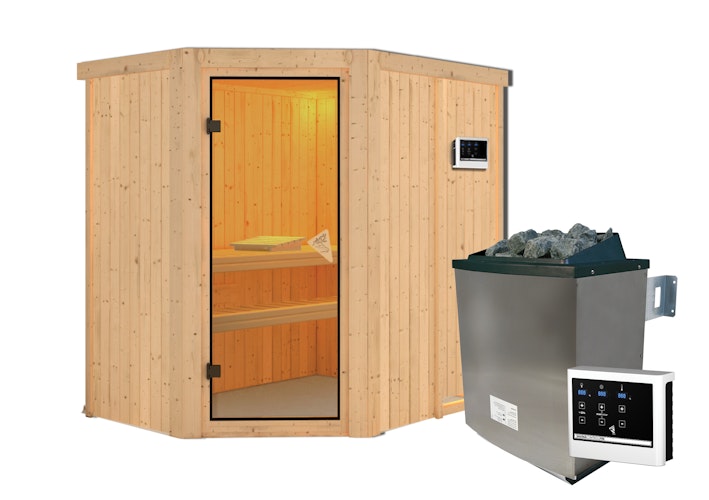 Karibu Sauna Carin mit Eckeinstieg 68 mm