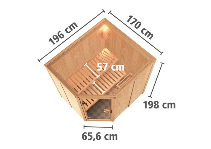 Karibu Sauna Siirin mit Eckeinstieg 68 mm