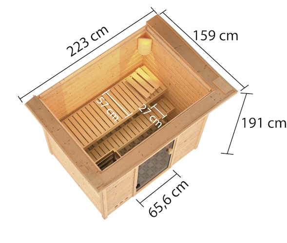 Karibu Woodfeeling Sauna Selena - 38 mm Massivholz Aktionssauna