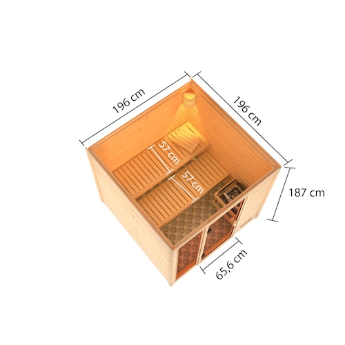 Karibu Woodfeeling Sauna Jutta - 38 mm Massivholz Aktionssauna