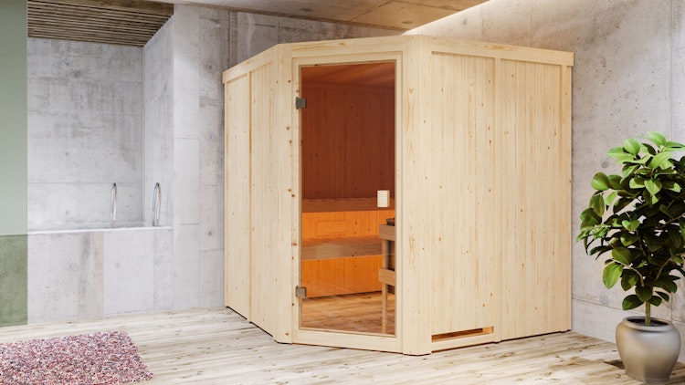 Karibu Woodfeeling Sauna Kotka - 68 mm Aktionssauna