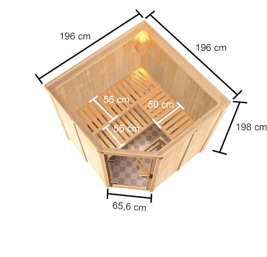 Karibu Woodfeeling Sauna Kotka - 68 mm Aktionssauna