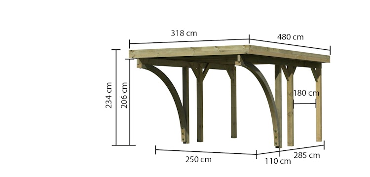 Karibu Carport Einzelcarport Classic Einzel 1 - kesseldruckimprägniert