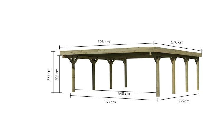 Karibu Carport Doppelcarport Classic Doppel 2 - kesseldruckimprägniert