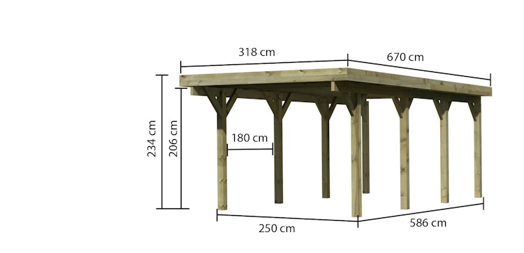 Karibu Carport Einzelcarport Classic Einzel 2 - kesseldruckimprägniert