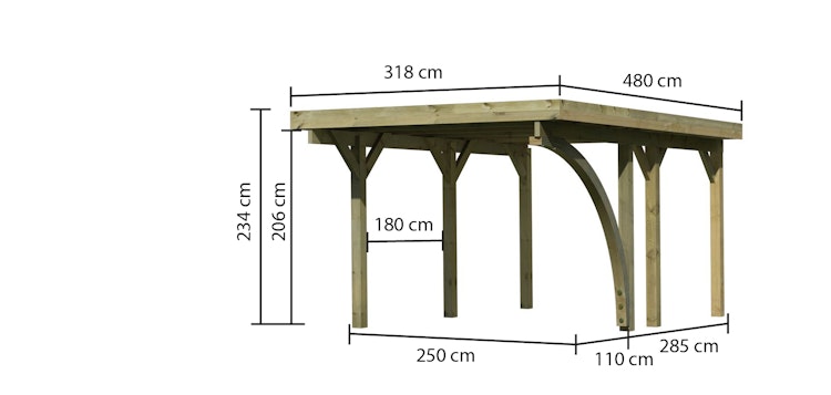 Karibu Carport Einzelcarport Classic Einzel 1 - kesseldruckimprägniert