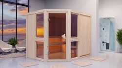 Karibu Amelia 3 - Sauna mit Eckeinstieg 68 mm