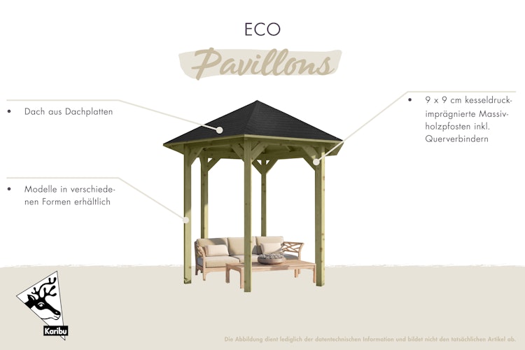 Karibu 4-Eck Pavillon Cordoba kesseldruckimprägniert Sparset inkl. Dachschindeln