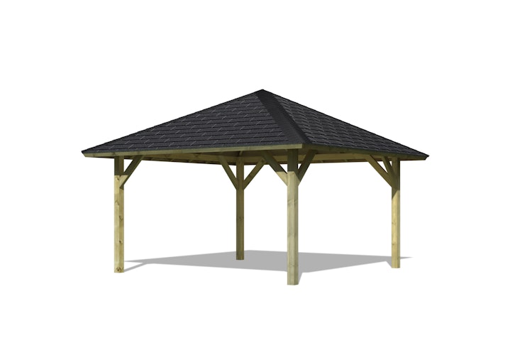 Karibu 4-Eck Pavillon Holm 1/2 kesseldruckimprägniert Sparset inkl. Dachschindeln