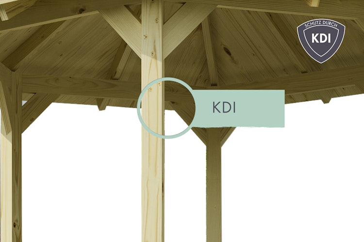 Karibu 4-Eck Pavillon Holm 1/2 kesseldruckimprägniert Sparset inkl. Dachschindeln
