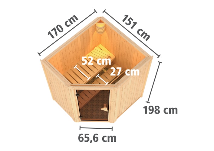 Karibu Sauna Taurin mit Eckeinstieg 68 mm