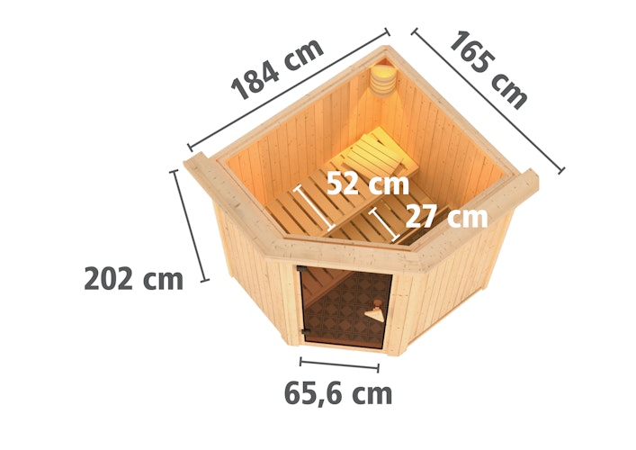 Karibu Sauna Taurin mit Eckeinstieg 68 mm